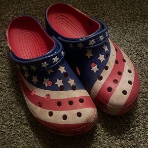 CROCS Red White Blue Star Clogs